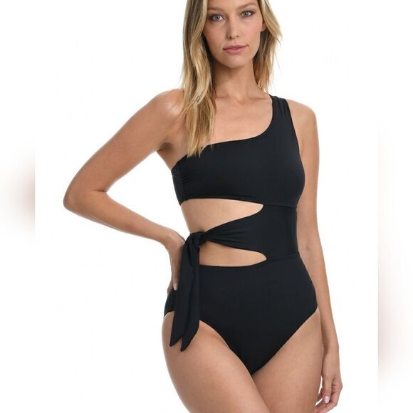 La Blanca Island Goddess Cutout One Shoulder Mio Solid One Piece Swimsuit - Picture 1 of 10